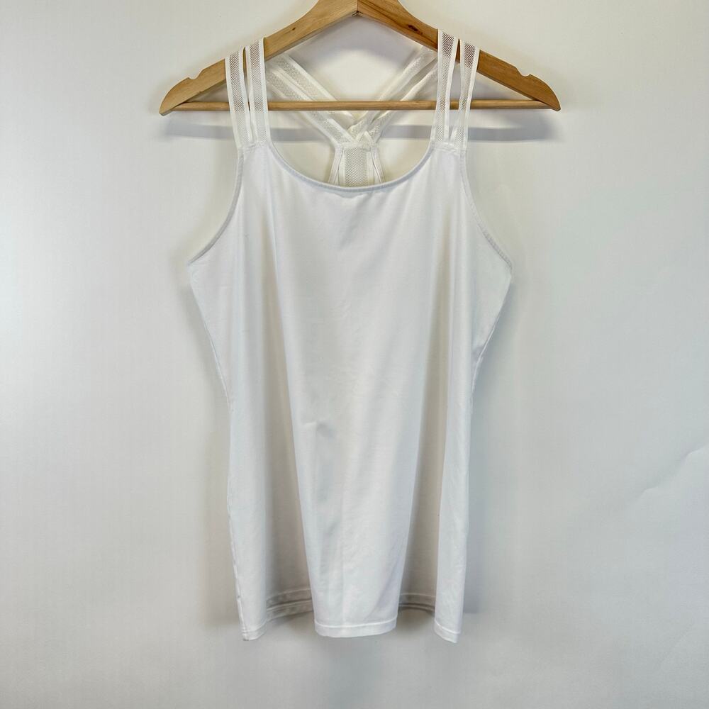 Fabletics Strappy White Athletic Tank Womens Size M Lightweight Athleisure